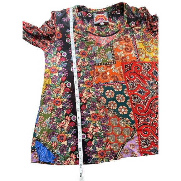 Johnny Was Moa Favorite Top Boho Long Sleeve Bamboo Floral Patchwork Size XS - Picture 8 of 9